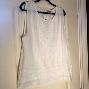 Lucky Brand Cream Bohemian Sleeveless Blouse